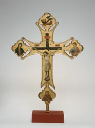 Processionskors, ca 1320 (olja på duk på trä)