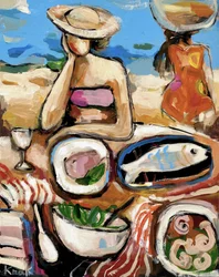 Färgglad strandlunch
