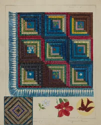 Quilt - Log Cabin Pattern, ca. 1936.