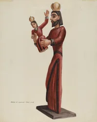 Snidade och målade Santo-San Jose, ca. 1937.