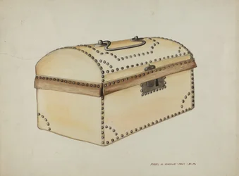 Läderklädd ask, ca. 1937.