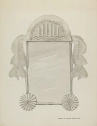 Liten plåtinramad spegel, ca. 1937.