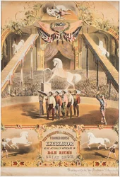 Den underbara och vackert tränade hästen Excelsior, ca 1840 (chromolitho)