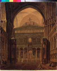 Templets inre i Jerusalem - Målning av Maxim Nikiphorovich Vorobyev (Vorobiev) (1787-1855), olja på duk