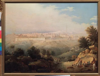 View of Jerusalem (Israel) (View of Jerusalem) - Målning av Maxim Nikiphorovich Vorobyev (Vorobiev) (1787-1855), olja på duk