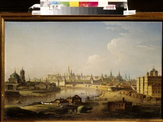 Utsikt över Kreml och barnhemmet i Moskva. Målning av Maxim (Maksim) Nikiphorovich Vorobyev (Vorobiev) (1787-1855), olja på duk