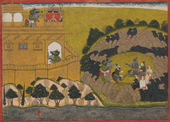 Rama släpper demonspionerna Shuka och Sarana: Folio från Siege of Lanka-serien, ca 1725.