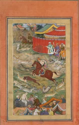 Hameed Bhakri Punishad av Akbar, Folio från en Akbarnama, ca. 1604.