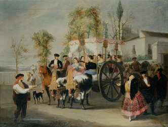En procession (olja på duk)
