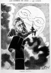 Cartoon of the Eiffel Engineer av Luque - The Cartoon of the 19/03/1887¿