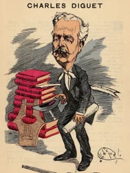 Omslag till The Men of Today, nummer 393, illustration av Manuel Luque (1854-1919): Litterature, Lyre - Diget Charles (1836-1909)