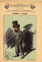 Omslag till The Men of Today, nummer 402, illustration av Manuel Luque (1854-1919): Caricaturists - Luque Manuel (1854-1924)