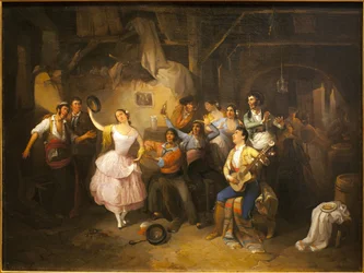 Dansare på en krog. Målning av Manuel Rodriguez de Guzman (1818-1867), olja på duk