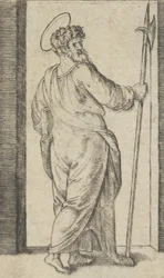 Saint Jude, med en hellebard i sin högra hand, från serien 