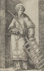 Saint Vincent, vänster hand vilande på en grill, från serien 