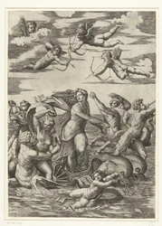 Triomf van Galatea mötte tritons i nereïden in putti