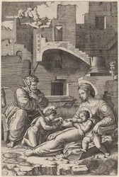 Den heliga familjen med den unge Johannes döparen (Madonnan på det långa låret)