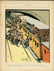 Illustration av Marcel Capy (1865-1941) i Le Rire, 03/09/10 - Satyren - Arkitektur Stadsplanering, Tågjärnväg, Bro