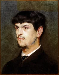 Portræt af den franske komponist Claude Debussy (Sort sten og pastel