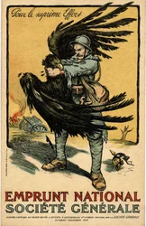 Krig 1914-1918. Reklamaffisch från Société Générale ”Nationellt lån”