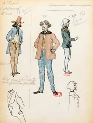 Frankrike, Paris, kostymskiss för musiker Schaunard i operan La boheme av Giacomo Puccini (1858-1924), uppträdande på Paris Opera Comique, 13 juni