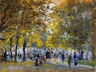 Stadsbild, av Marcello Broggi (1896-1954), olja på pannå