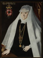 Anna Jagiellon, drottning av Polen - Porträtt av Anna Jagiellon (1523-1596), drottning av Polen, av Kober, Martin (1550-1609). Olja på duk, före 1596. Narodowe-museet, Warszawa