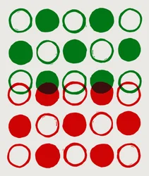 Prickar, cirklar, 2023 (linoleum på papper)