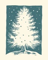 Vit julgran, 2023 (linoleum på papper)