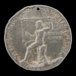 Pristagarefigur som håller en lodlinje [omvänd], 1454 eller senare.