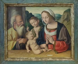 Den heliga familjen med Johannes döparen, ca 1525-39 (olja på pannå)