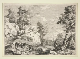 Landskap med fyra ryttare