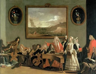Repetition av en opera, som sägs vara Pyrrhus och Demetrius, hölls i övningsrummet på Haymarket Theatre, 1709