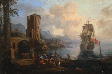 Havslandskap med figurer