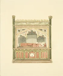 Monument till William Canynges i St Mary Redcliffe (penna och akvarell på papper)