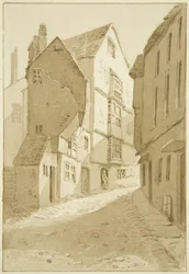 Steep Street (penna och akvarell på papper)
