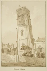 Temple Church (penna och akvarell på papper)