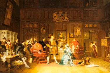 Henrik VIII och Anne Boleyn iakttagna av drottning Katarina, 1870