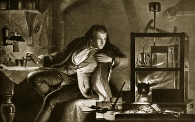 James Watt och ångmaskinen, illustration från "Hutchinson