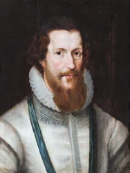 Porträtt av Robert Devereux, 2:a earlen av Essex (olja på pannå)