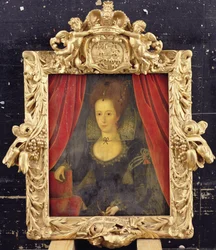 Porträtt av en dam som sägs vara prinsessan Elizabeth, ca 1560 (olja på panel)