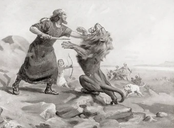 Tiglath-Pileser dräper ett lejon, från Hutchinson
