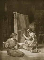 En babylonisk vävstol, illustration från "Hutchinson