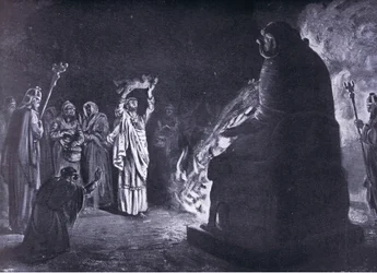 Ett feniciskt offer till Moloch (litografi)