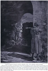 Kompanisergeant Major Seaman vann ett DCM för att med en hand ha hållit tillbaka en tysk attack i februari 1915 (litografi)
