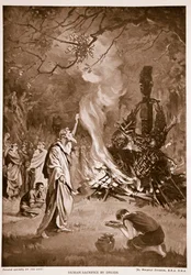 Druiderna offrar människor, illustration från "Hutchison