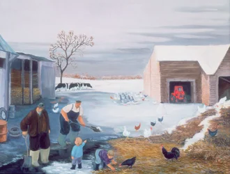 Snö på bondgården