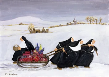 Tobogganing (olja på papper)