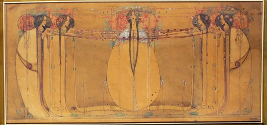 May Queen, Cartoon for Panel for Ingram Street Tearooms, c.1900 (akvarell på papper)