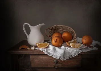 Rustikt stilleben i orange